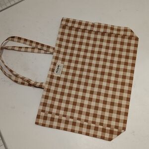 Brown Checkered Tote Bag